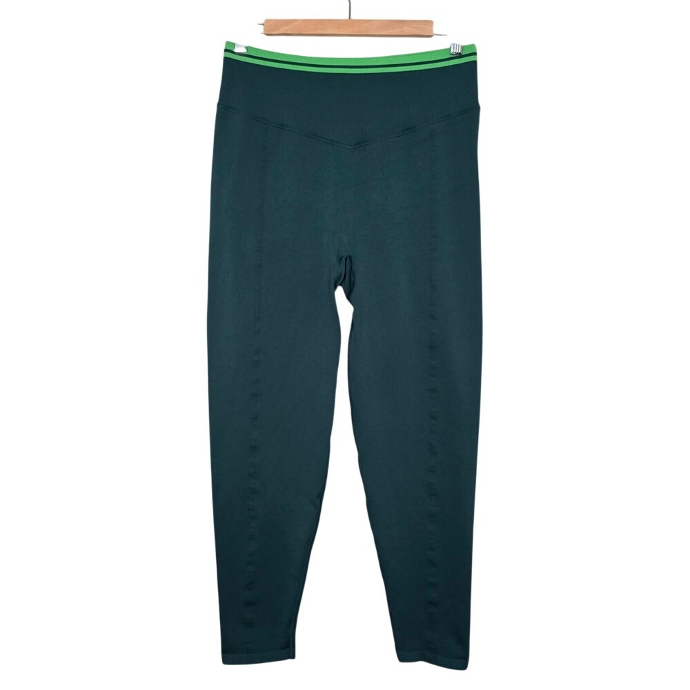 PINK Women's Victoria's Secret Seamless Leggings High Waist Green Stripe XL